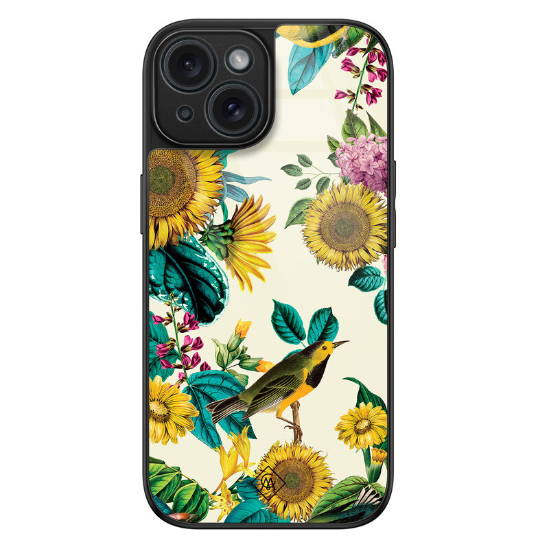 Casimoda iPhone 15 glazen hardcase - Sunflowers