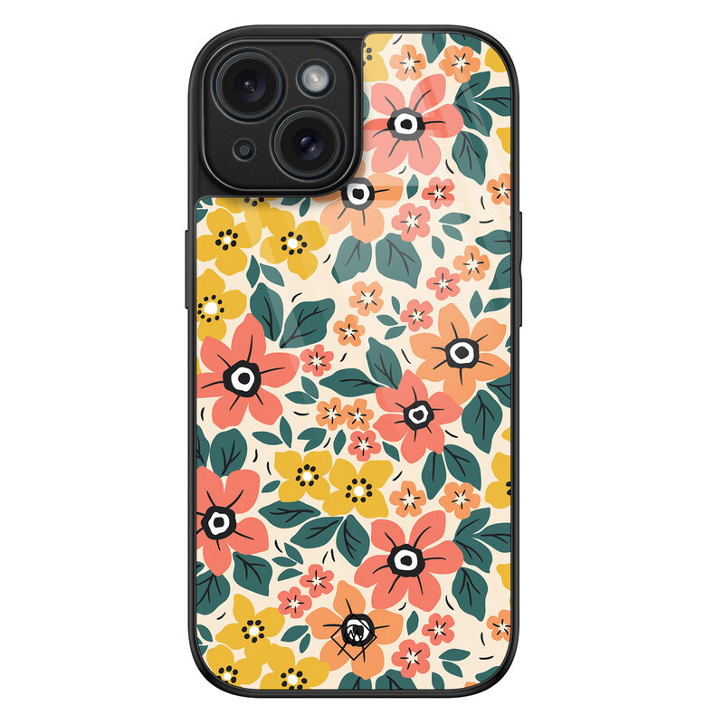 Casimoda iPhone 15 glazen hardcase - Blossom