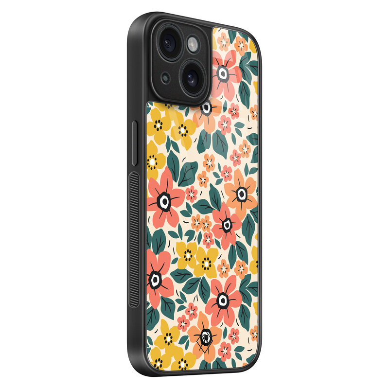 Casimoda iPhone 15 glazen hardcase - Blossom