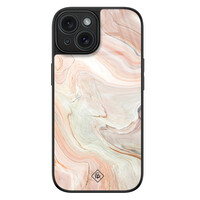 Casimoda iPhone 15 glazen hardcase - Marmer waves