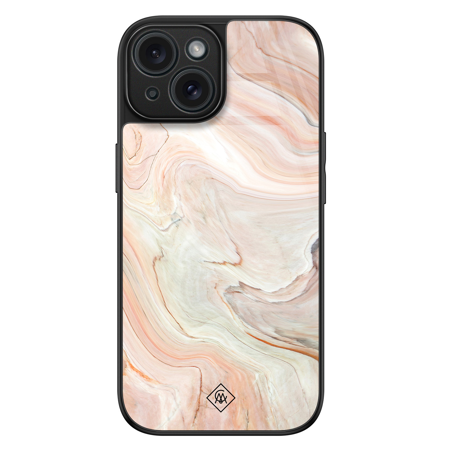 iPhone 15 glazen hardcase - Marmer waves