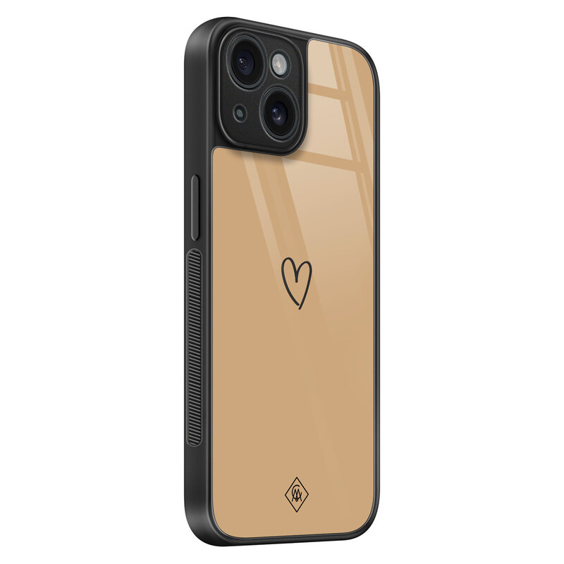 Casimoda iPhone 15 glazen hardcase - Hart bruin