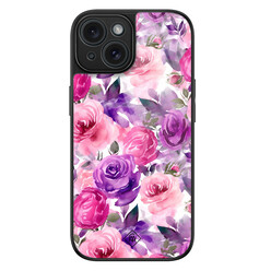 Casimoda iPhone 15 glazen hardcase - Rosy blooms