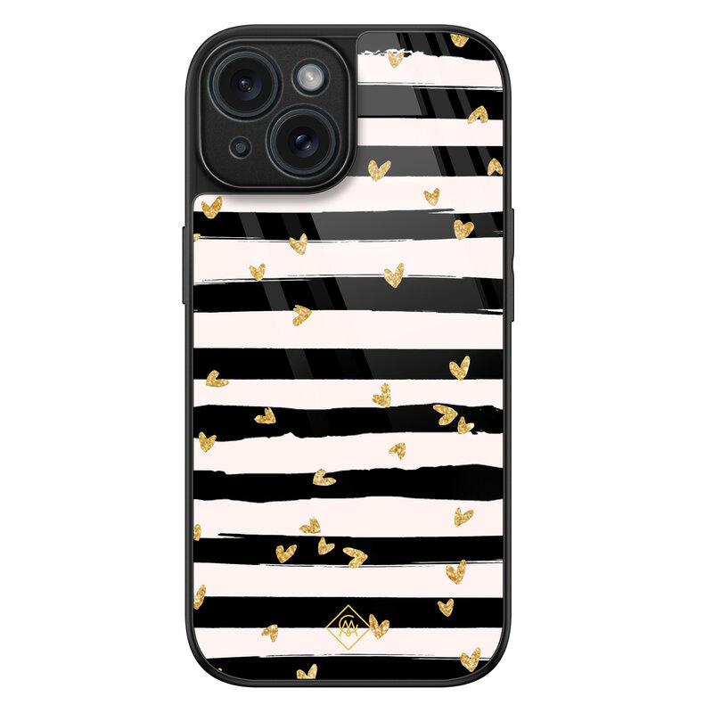 Casimoda iPhone 15 glazen hardcase - Hart streepjes