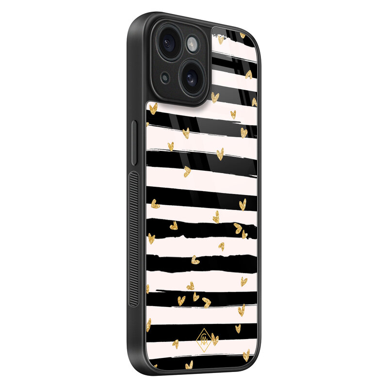 Casimoda iPhone 15 glazen hardcase - Hart streepjes