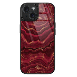 Casimoda iPhone 15 glazen hardcase - Agate rood