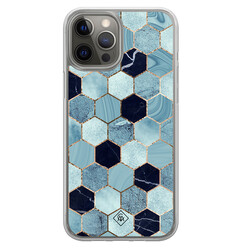 Casimoda iPhone 12 (Pro) hybride hoesje - Blue cubes