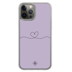 Casimoda iPhone 12 (Pro) hybride hoesje - Hart lila
