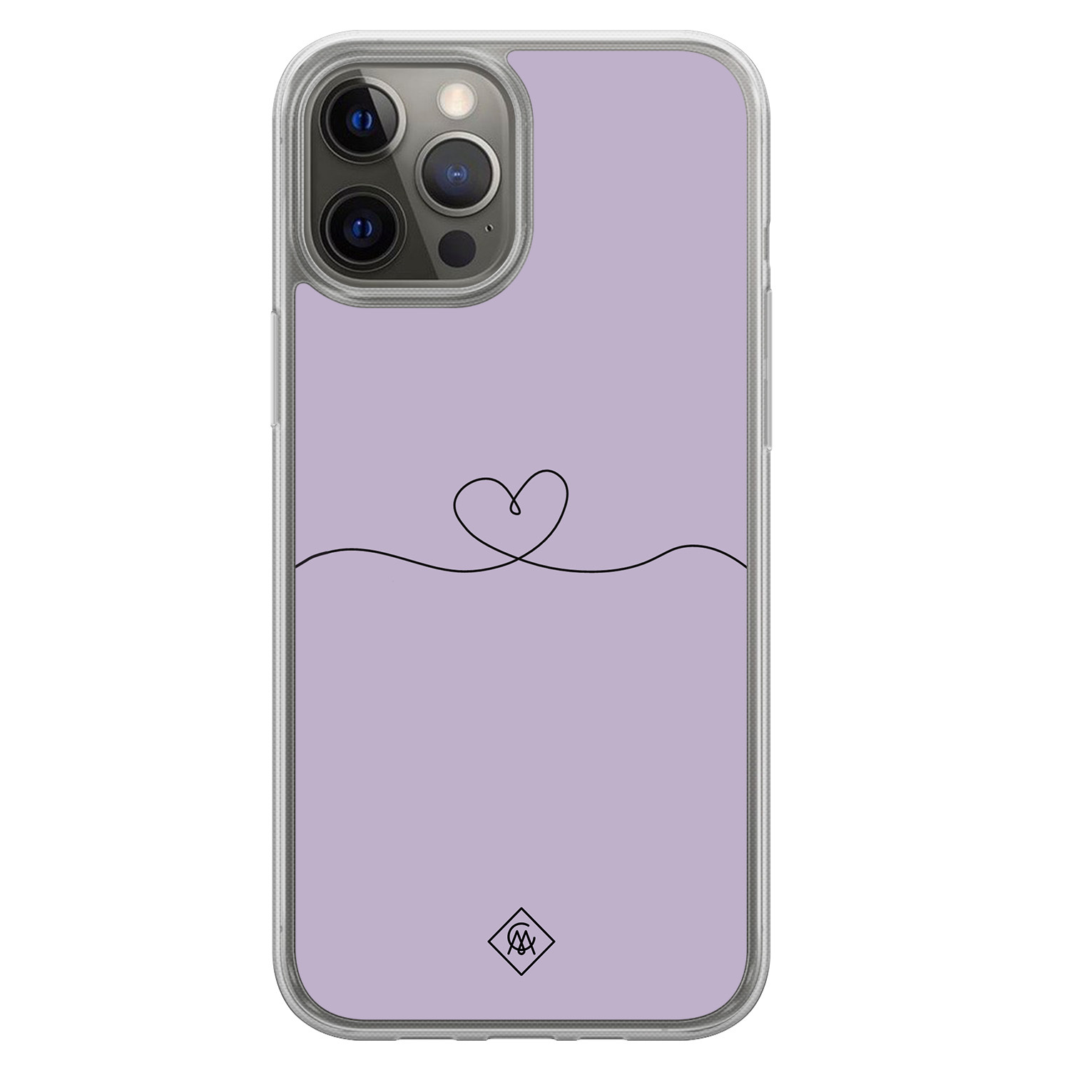 iPhone 12 (Pro) hybride hoesje - Hart lila