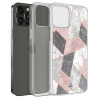 Casimoda iPhone 12 (Pro) hybride hoesje - Stone grid