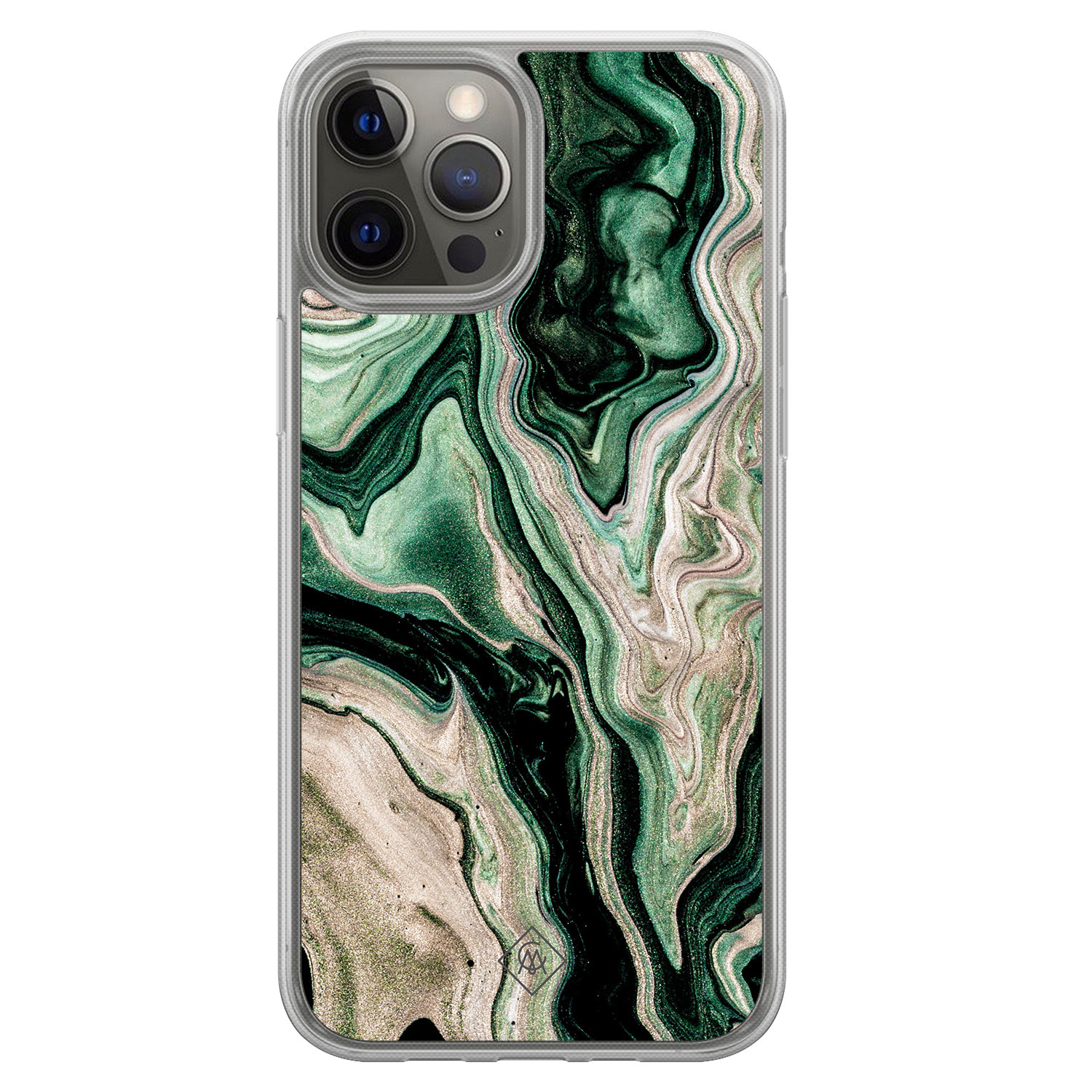 iPhone 12 (Pro) hybride hoesje - Green waves