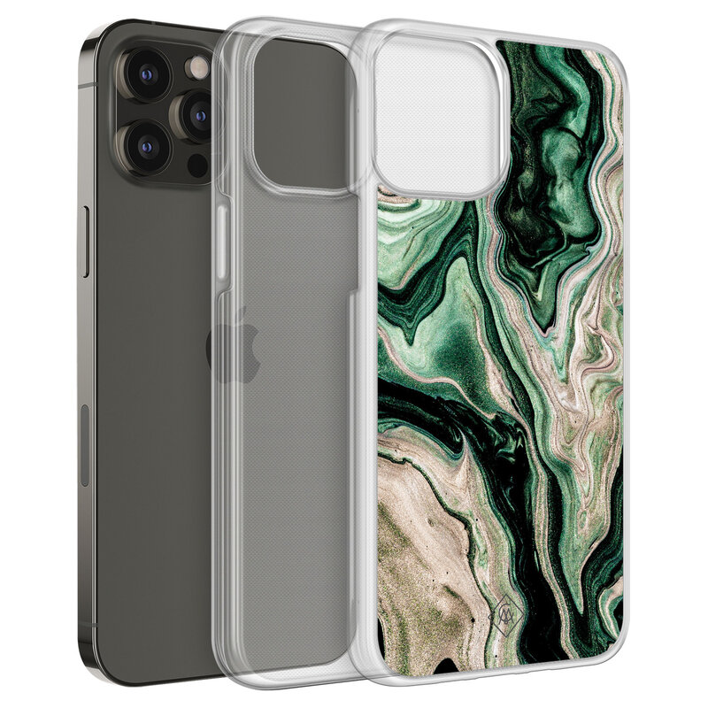 Casimoda iPhone 12 (Pro) hybride hoesje - Green waves