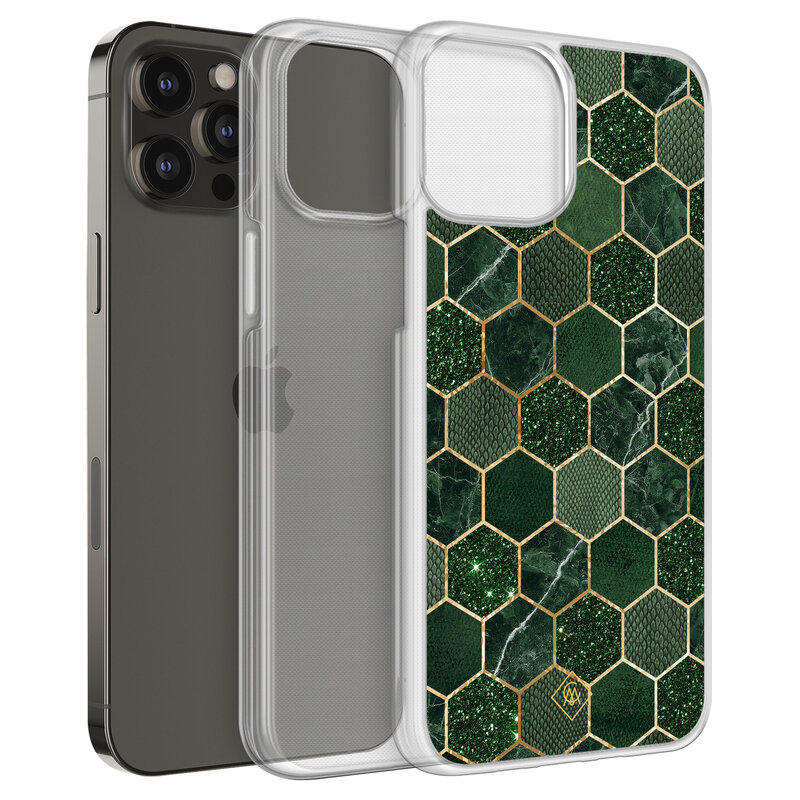 Casimoda iPhone 12 (Pro) hybride hoesje - Kubus groen