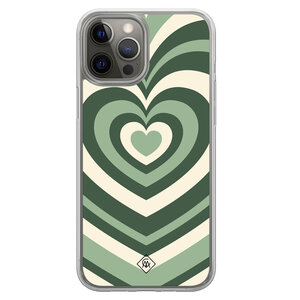 Casimoda iPhone 12 (Pro) hybride hoesje - Groen hart swirl
