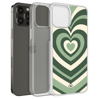 Casimoda iPhone 12 (Pro) hybride hoesje - Groen hart swirl