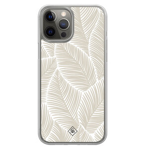 Casimoda iPhone 12 (Pro) hybride hoesje - Palmy leaves beige