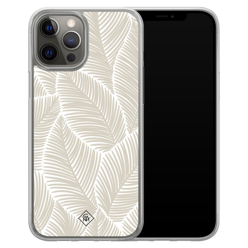 Casimoda iPhone 12 (Pro) hybride hoesje - Palmy leaves beige