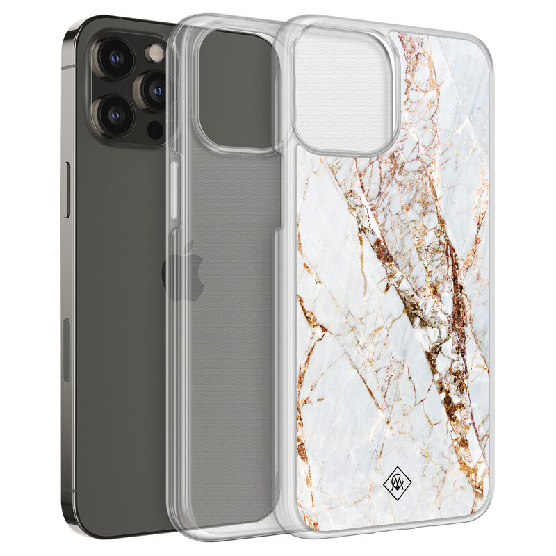 Casimoda iPhone 12 (Pro) hybride hoesje - Marmer goud