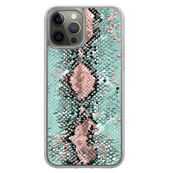 Casimoda iPhone 12 (Pro) hybride hoesje - Snake pastel