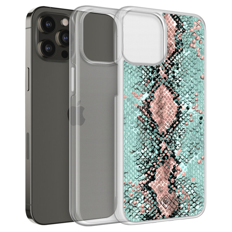 Casimoda iPhone 12 (Pro) hybride hoesje - Snake pastel