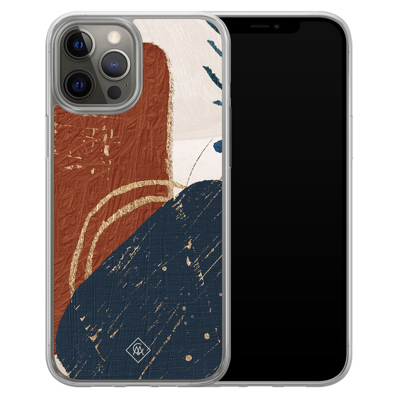 Casimoda iPhone 12 (Pro) hybride hoesje - Abstract terracotta