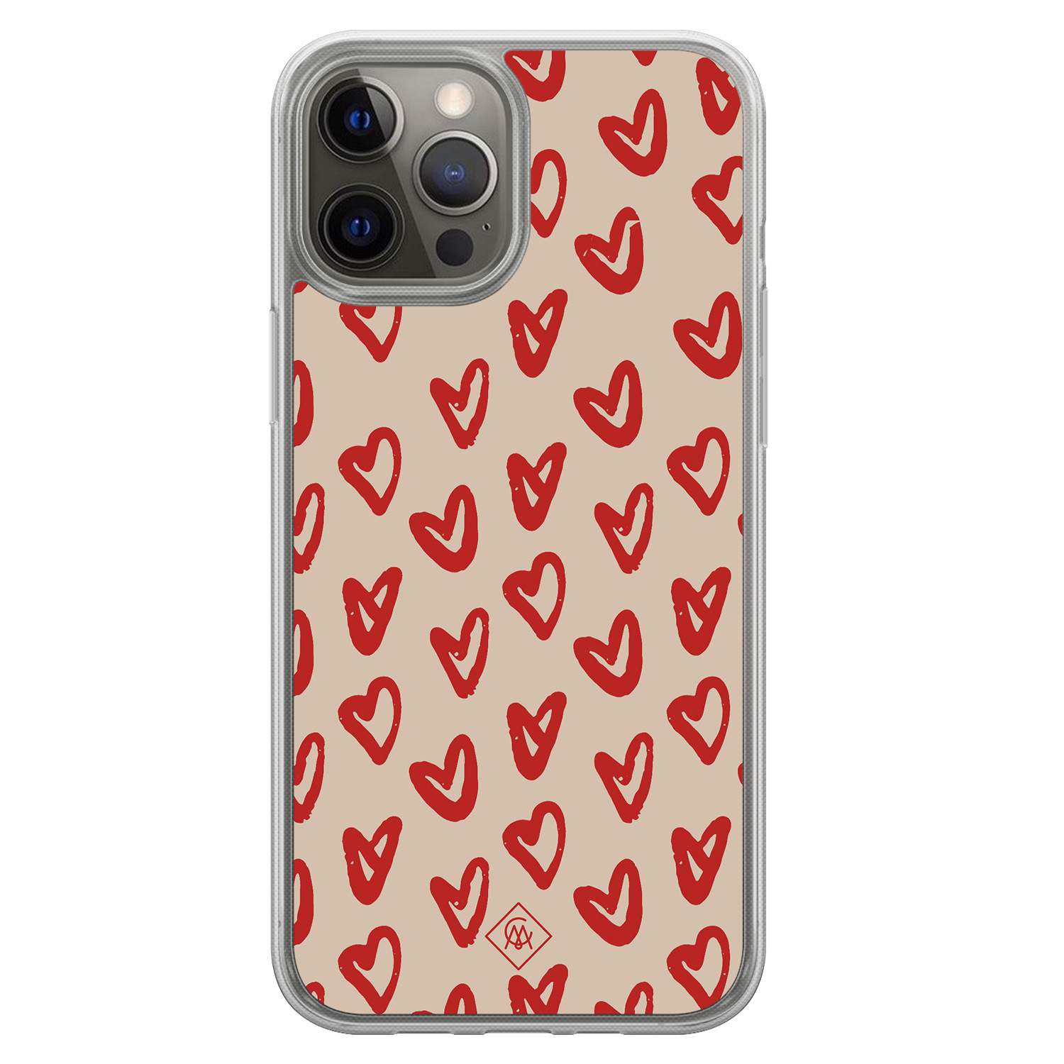 iPhone 12 (Pro) hybride hoesje - Sweet hearts
