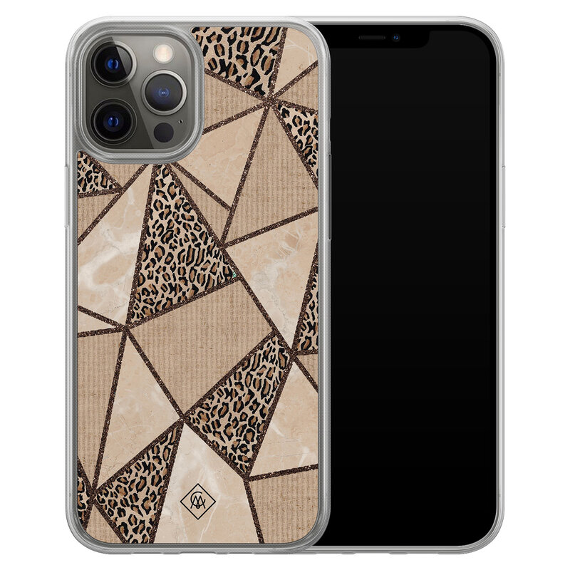 Casimoda iPhone 12 (Pro) hybride hoesje - Leopard abstract