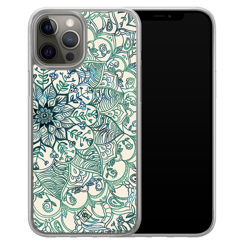 Casimoda iPhone 12 (Pro) hybride hoesje - Mandala blauw