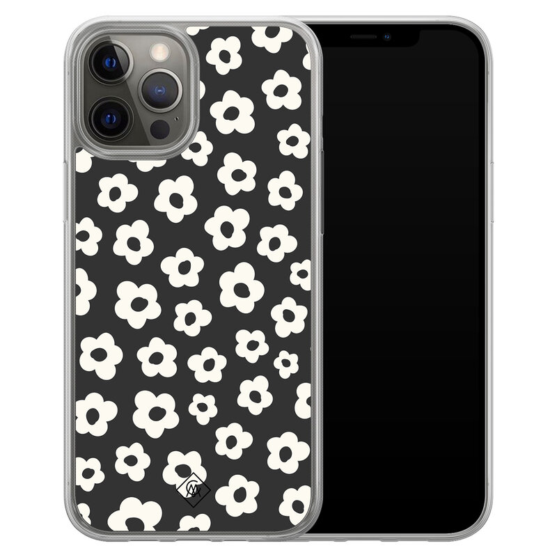 Casimoda iPhone 12 (Pro) hybride hoesje - Retro bloempjes