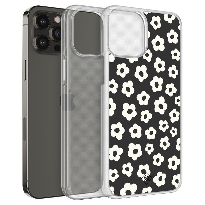 Casimoda iPhone 12 (Pro) hybride hoesje - Retro bloempjes