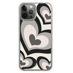 Casimoda iPhone 12 (Pro) hybride hoesje - Hart swirl zwart