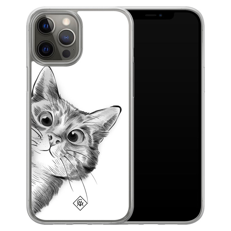Casimoda iPhone 12 (Pro) hybride hoesje - Kat kiekeboe