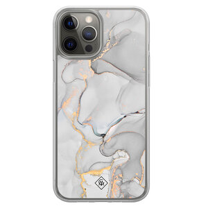 Casimoda iPhone 12 (Pro) hybride hoesje - Marmer grijs