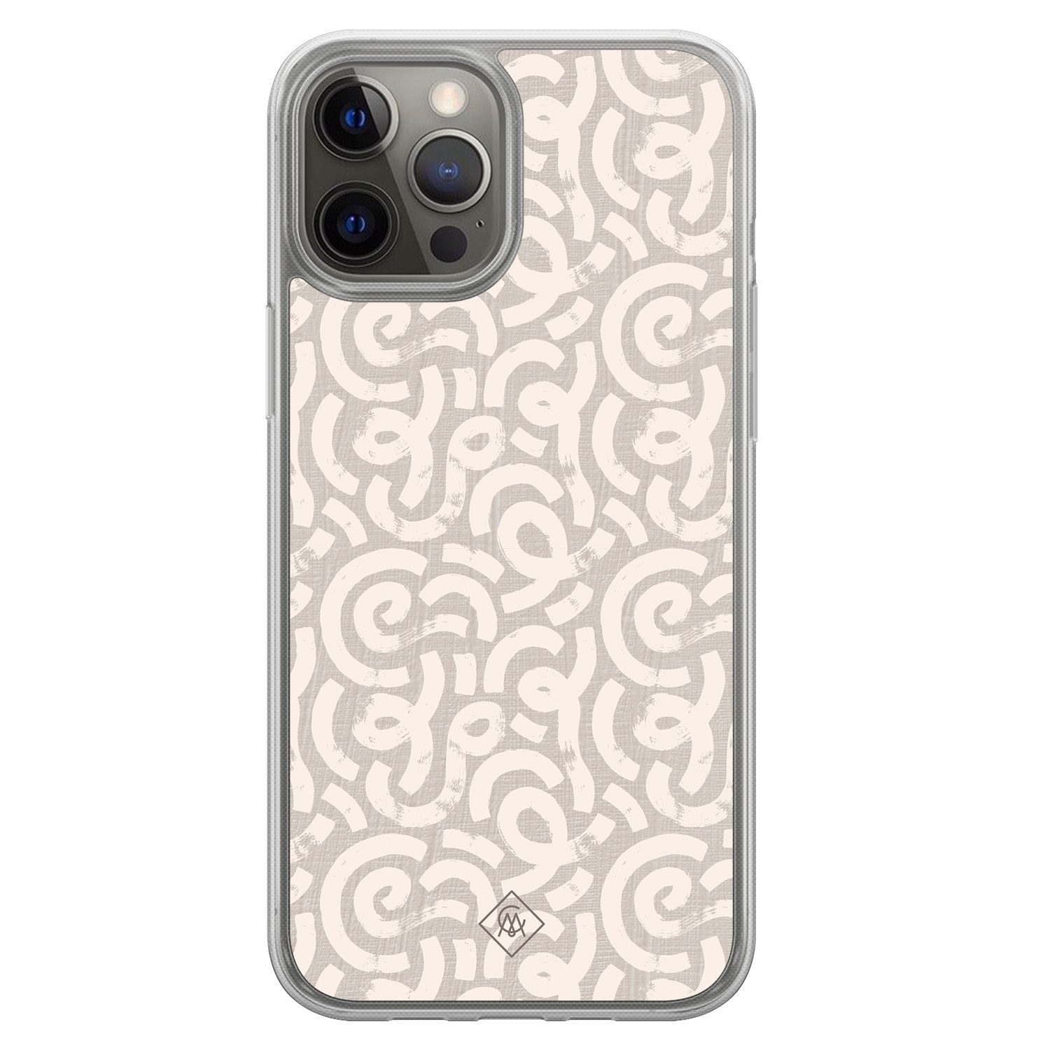iPhone 12 (Pro) hybride hoesje Ivory abstraction