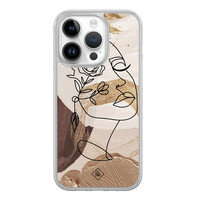 Casimoda iPhone 14 Pro hybride hoesje - Abstract gezicht bruin