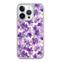Casimoda iPhone 14 Pro hybride hoesje - Floral violet