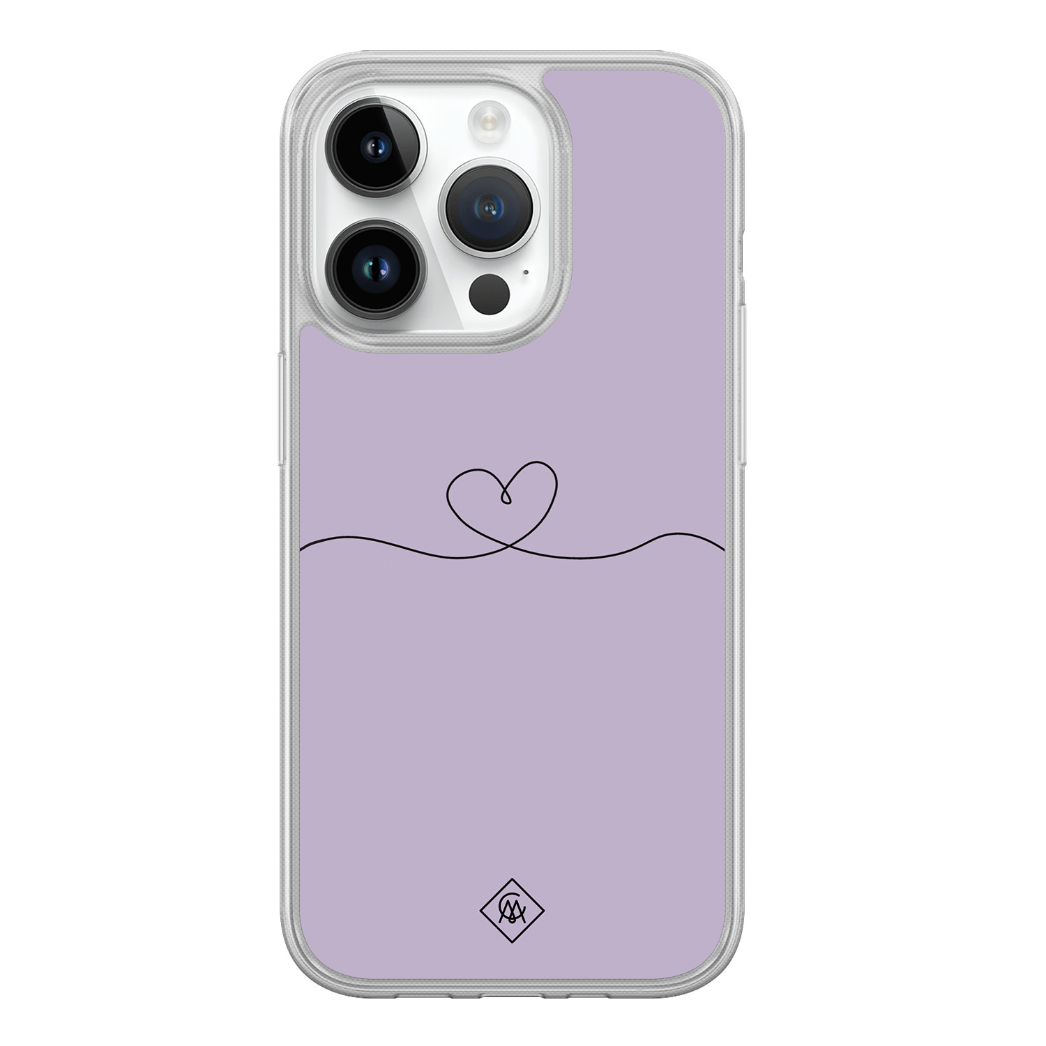 iPhone 14 Pro hybride hoesje - Hart lila
