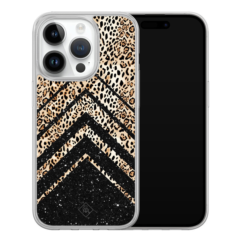 Casimoda iPhone 14 Pro hybride hoesje - Chevron luipaard