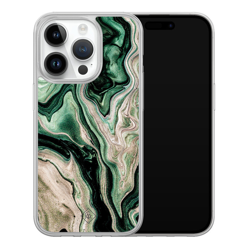 Casimoda iPhone 14 Pro hybride hoesje - Green waves