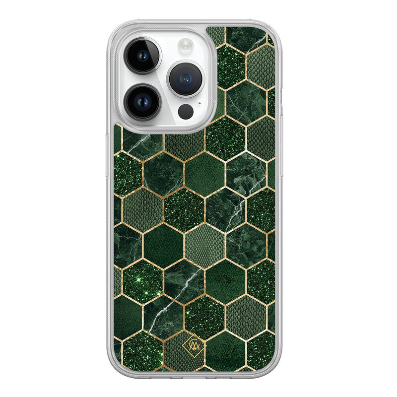 Casimoda iPhone 14 Pro hybride hoesje - Kubus groen