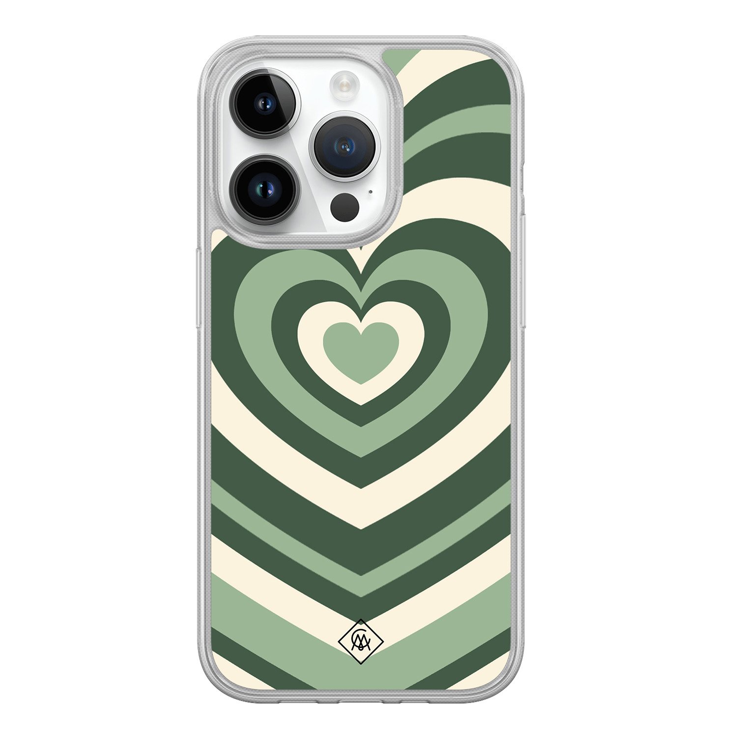 iPhone 14 Pro hybride hoesje - Groen hart swirl