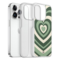 Casimoda iPhone 14 Pro hybride hoesje - Groen hart swirl