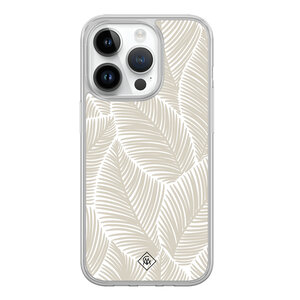 Casimoda iPhone 14 Pro hybride hoesje - Palmy leaves beige