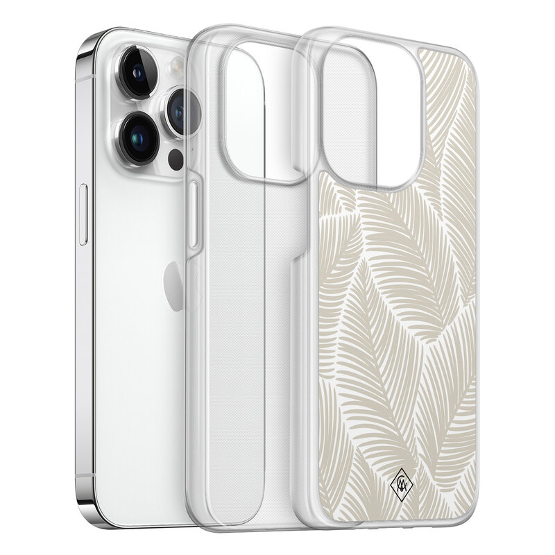 Casimoda iPhone 14 Pro hybride hoesje - Palmy leaves beige