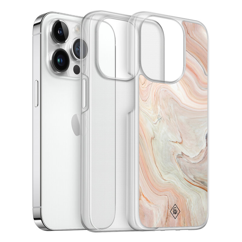 Casimoda iPhone 14 Pro hybride hoesje - Marmer waves
