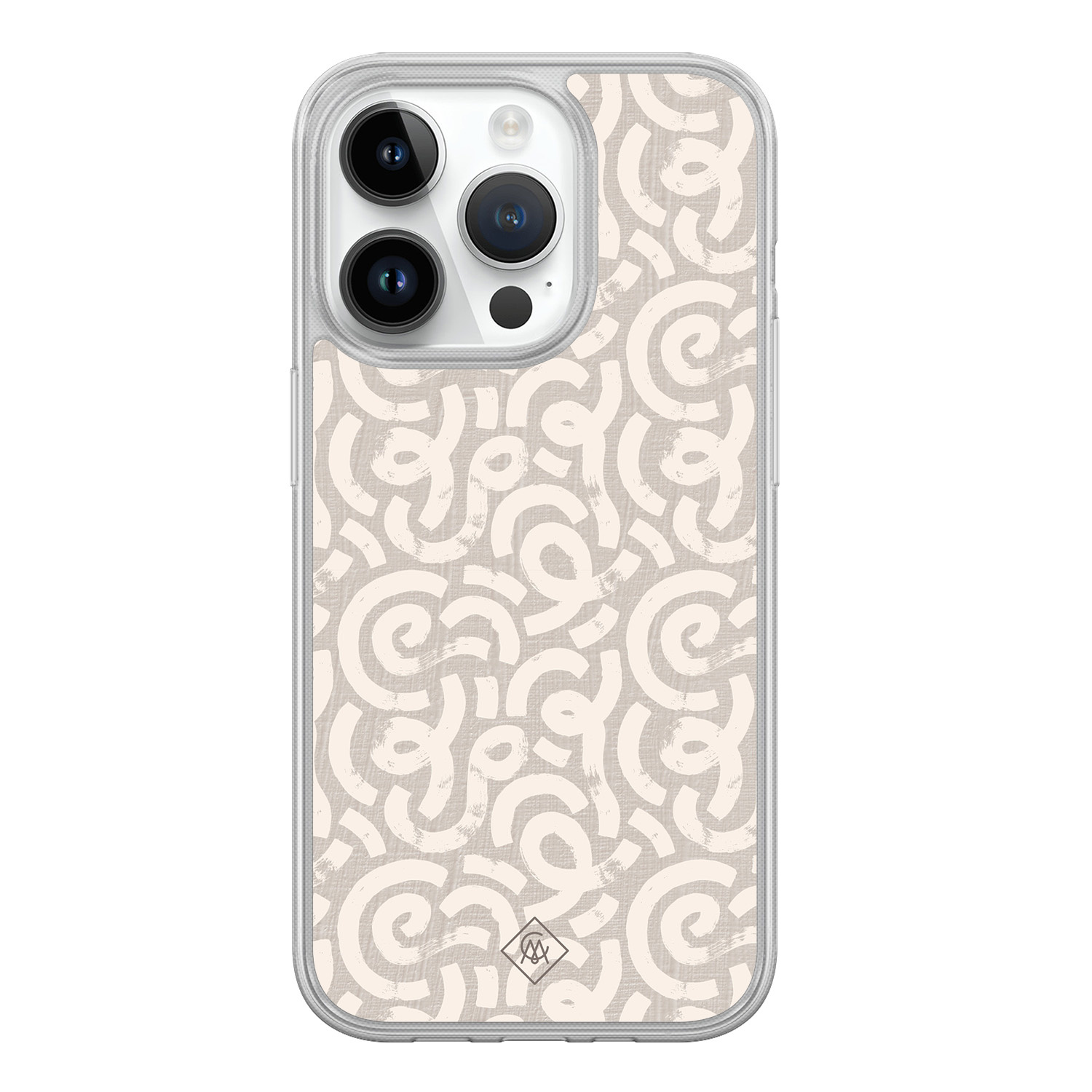 iPhone 14 Pro hybride hoesje - Ivory abstraction