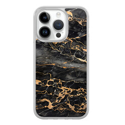 Casimoda iPhone 14 Pro hybride hoesje - Marmer grijs brons