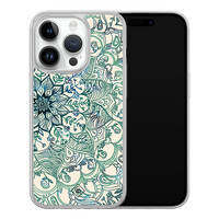 Casimoda iPhone 14 Pro hybride hoesje - Mandala blauw