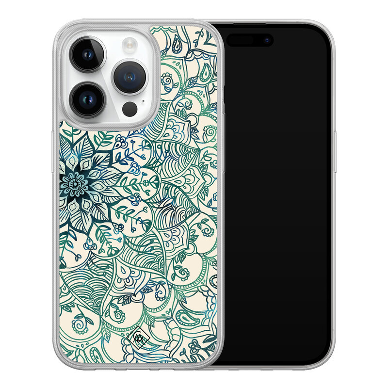 Casimoda iPhone 14 Pro hybride hoesje - Mandala blauw