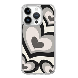 Casimoda iPhone 14 Pro hybride hoesje - Hart swirl zwart